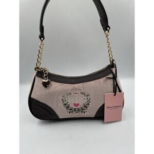 Juicy Couture Royal Heritage Velour Shoulder Bag Pink/Brown NEW With Tags